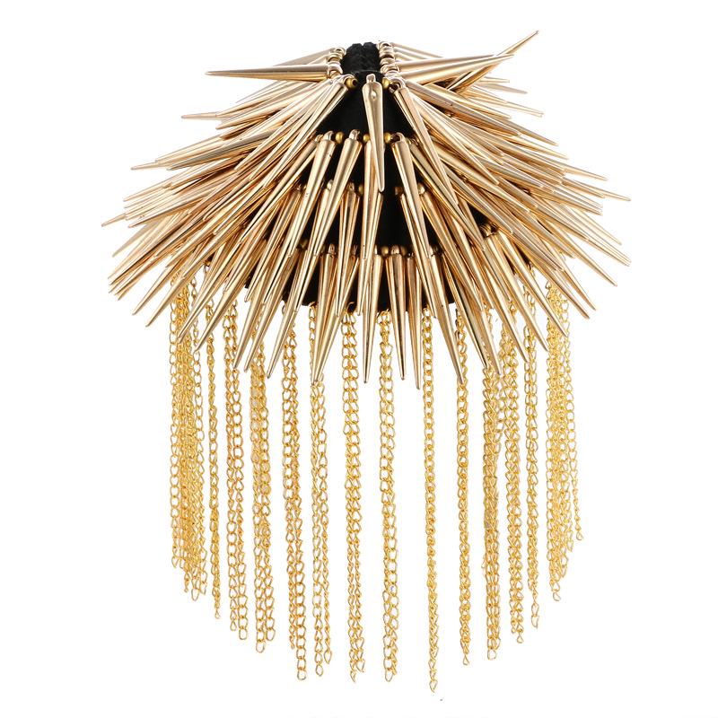 1Pair Metal Tassel Epaulet Gothic Punk Long Rivet Stud Spike Shoulder Board