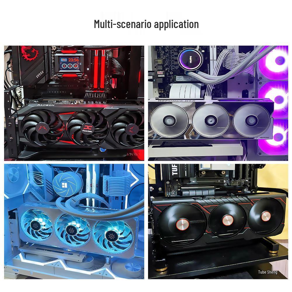 Galvanisierte PCIe X16 4.0 Grafikkarte Vertikale Montagehalterung - 90° Metallstütze zur Vermeidung von Durchbiegung in DIY-Gehäusen