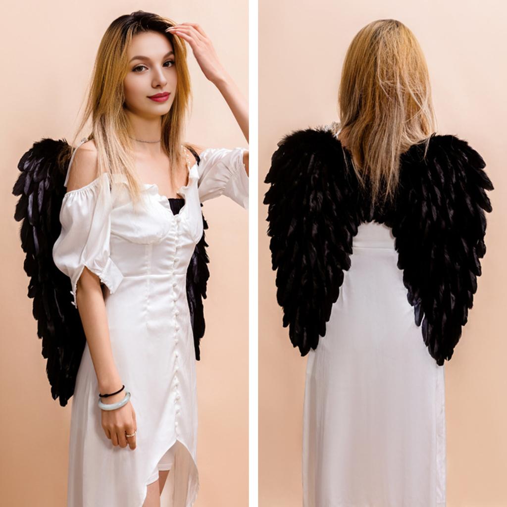 Women's Feathered Angel Wings Halloween Fairy Cosplay Wings Costume Carnival Stage Show Accessory for Adult Children