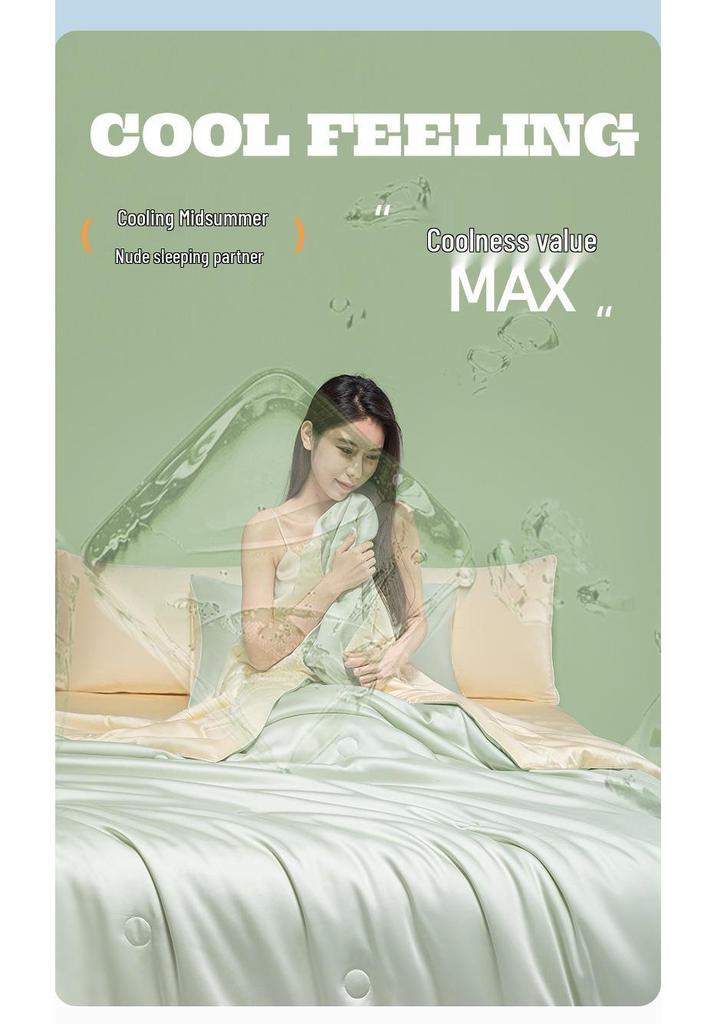 Summer Ice Silk Quilted 4-Piece Set: Lightweight, Machine Washable for Single & Double Beds