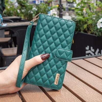 Luxuriöses Lanyard Diamant-Typ Klassische Lederhülle Für Redmi Note13 14C A3 K70 Xiaomi 14 13 CIVI3 12T POCO F5 C55 Holster Reißverschluss Geldbörse Kartenhülle