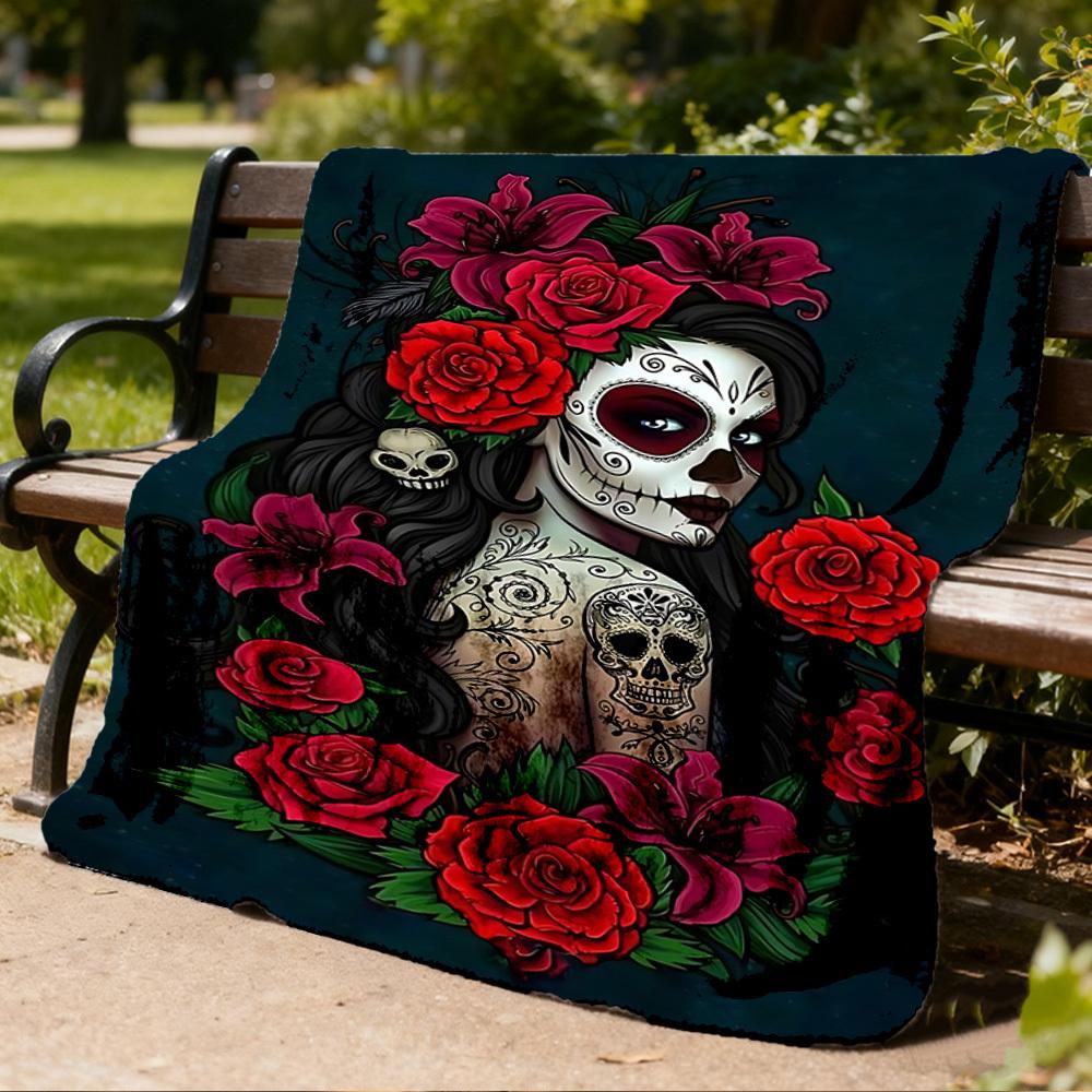 Zucker Totenkopf Outdoor-Decke, Weiche und bequeme Decke, Lässige warme Outdoor-Decke, Camping Reise Decke, Gutes Geburtstagsgeschenk 1165