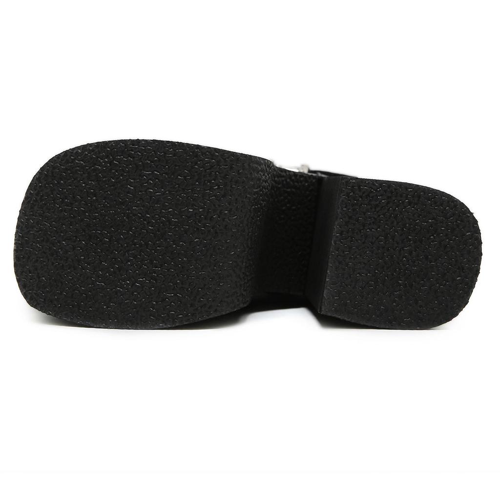 Gdgydh Stivali da donna a metà polpaccio con fibbia punk gotico, tacchi altissimi, scarpe invernali, cerniera laterale, stivali da cavaliere con suola spessa