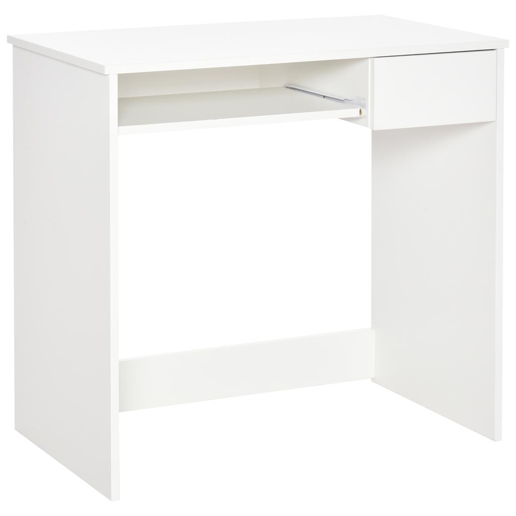 Office Desk, 80x45x75 cm Space-Saving Desk with Keyboard Tray, Document Drawer, White