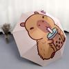 Capybara,Bubble Milk Tea Automatic Folding Umbrella  Simple 8 Rib Design, Bright Cartoon Pattern, Durable Iron Frame, Suitable For Travel, O