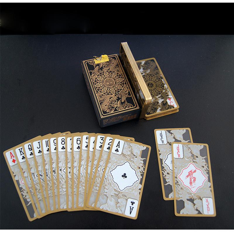 Hochwertige transparente Plastikspielkarten, wasserdicht, mit Goldrand, Pokerkarten, Drachenkartenspiel, Sammlung, Geschenk