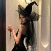 Black Lace Bow Witch Hat for Halloween Cosplay and Ghost Festivals