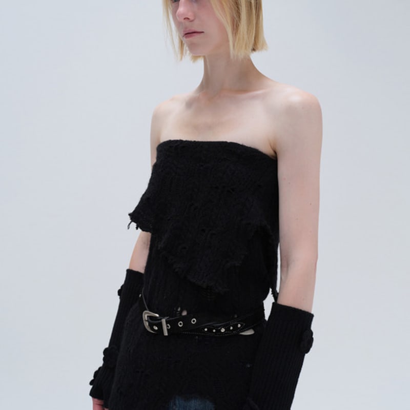 DIAGONAL APPLIQUE HAND WARMER (black)