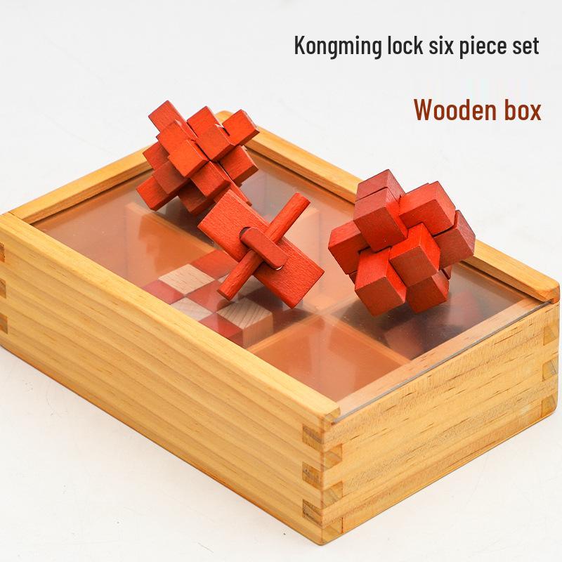 Kongming & Luban Wooden Puzzle Set for Kids – Brain-Teasing Magic Cubes for Intellectual Development