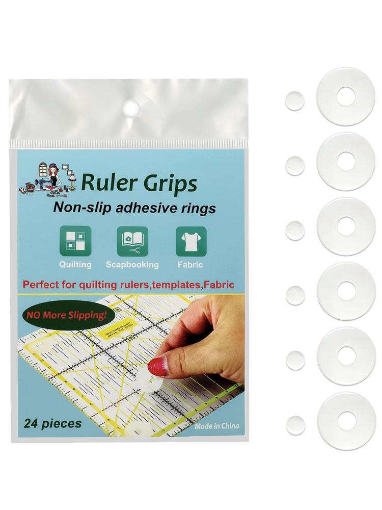 

48Pieces Total-24Large&24Small Non-Slip Silicone Grips for Quilt Templates, Quilting Rulers, Adhesive Backing Rings Sewing Tool