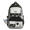 Printed Contrast Student Schoolbag Women's College Style Multi-Compartment Backpack