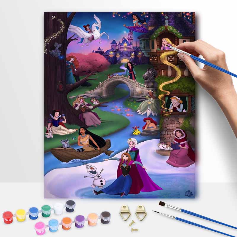 Disney DIY Oil Painting Art Painting Kit Princess Castle Home Wall Decor Handmade Gift Magical Characters Cartoon Landscape Painting