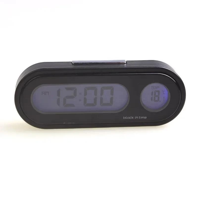 Car Air Vent Clock with Thermometer LCD Display Night Light Digital Dashboard Time Temperature Monitor for Car Interior
