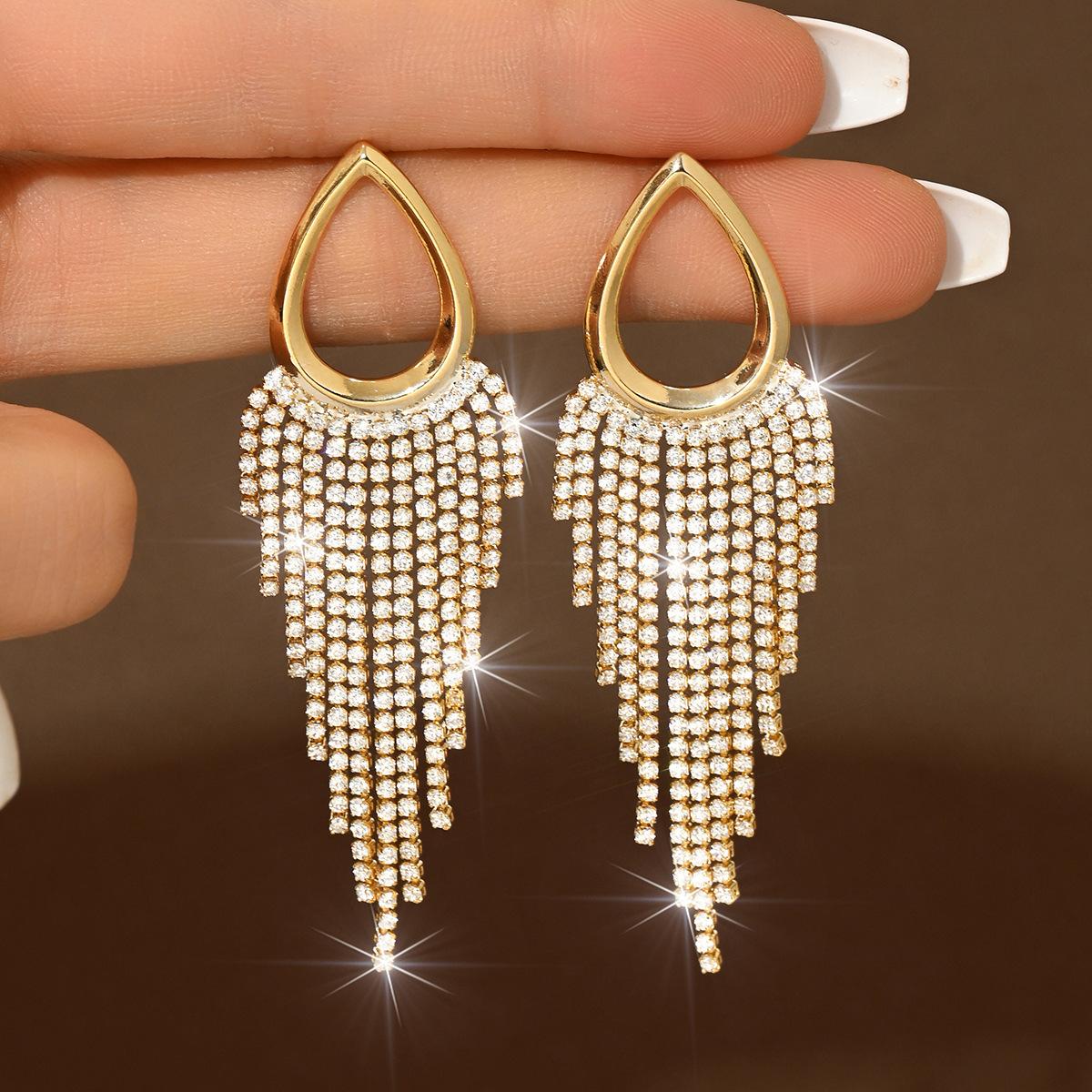 Супер блестящие преувеличенные серьги с бахромой женская мода легкая роскошь высококлассное ощущение тренд изысканные длинные серьги
