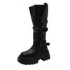 Maillard aber Kniestiefel Damen Temperament Retro vielseitig Gürtelschnalle Stiefel, kleine Stiefel