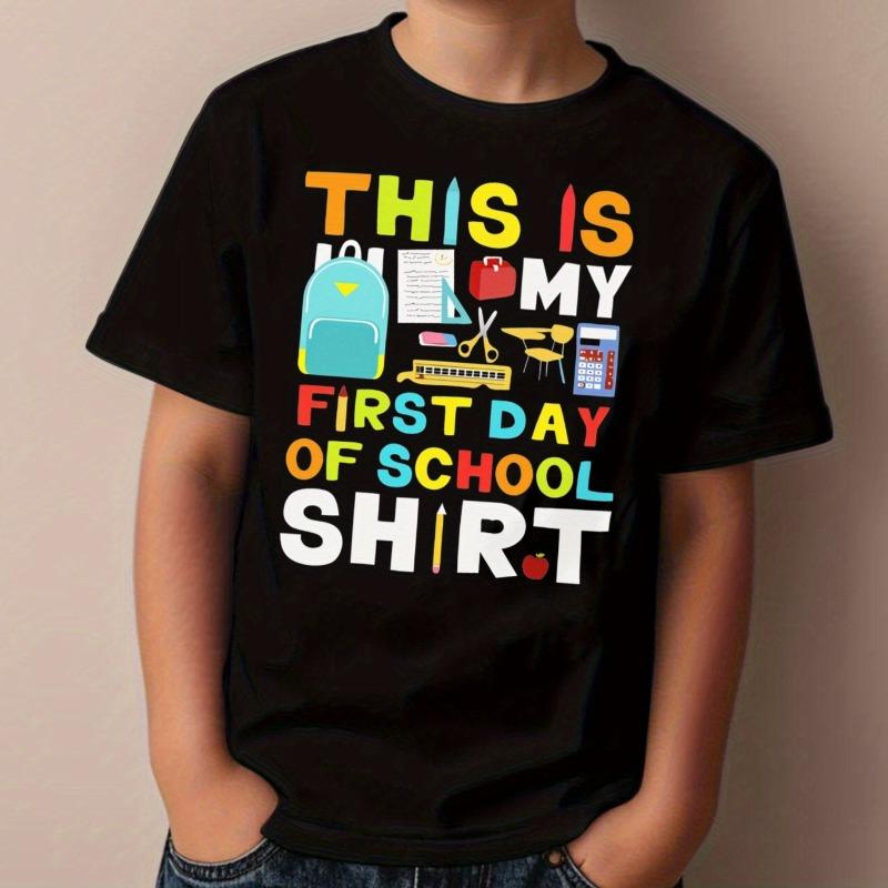 Boys First Day of School Print Crewneck Short Sleeve Tee