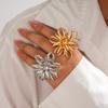 Exaggerated personality metal feeling flower opening ring cold wind jewelry