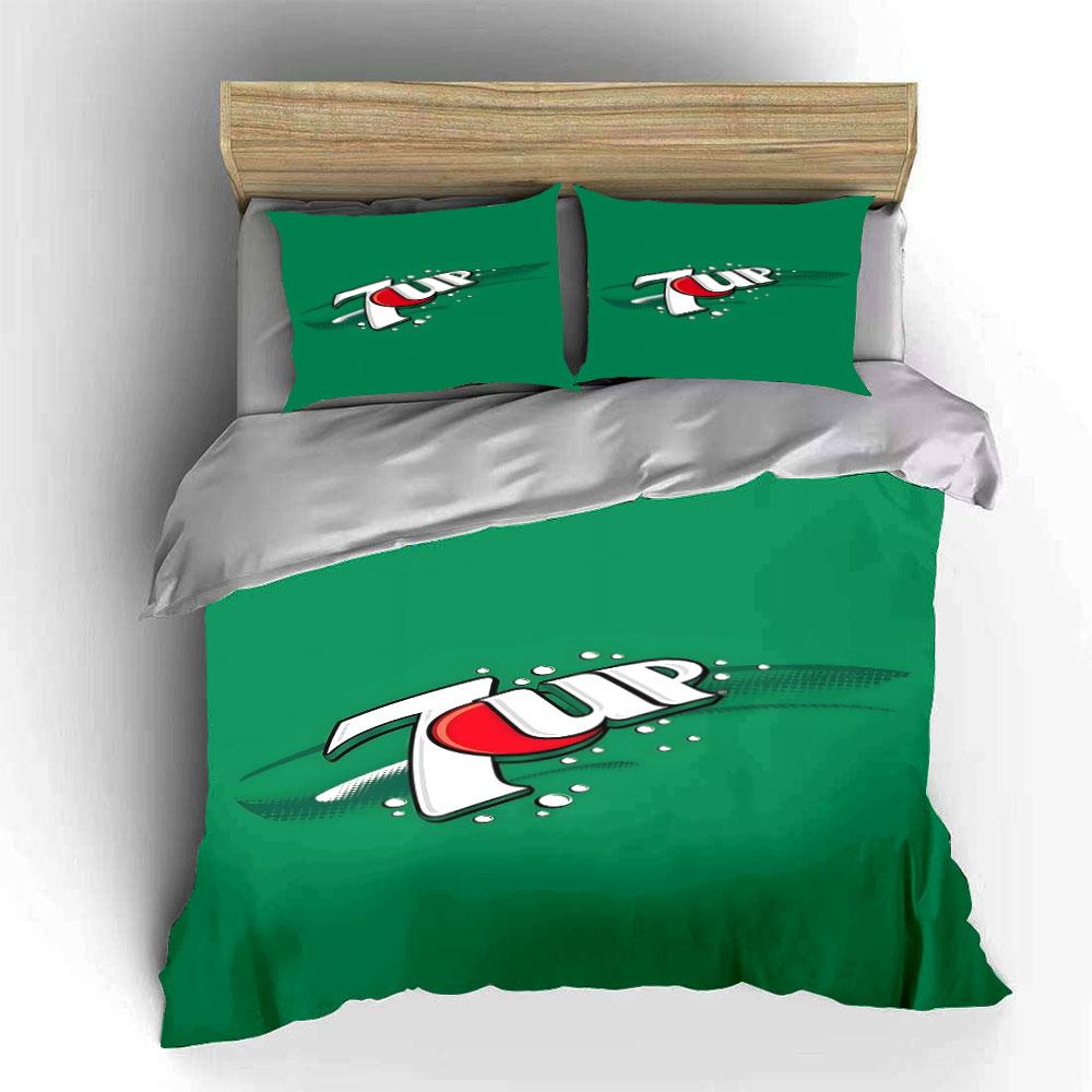 Green 7UP Logo Design Bedding Set Print Bedding Set Duvet Cover Pillowcases (1* Duvet Cover 2* Pillowcases Do Not Include Comforter)