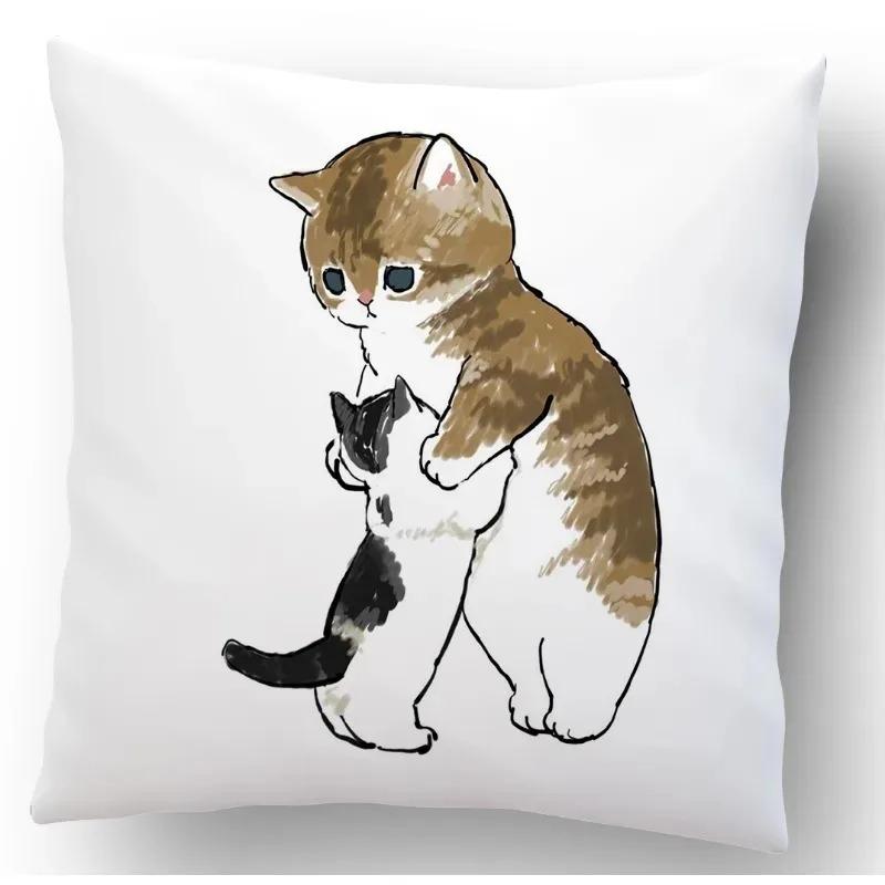 Cute Cat Pattern Pillowcase Living Room Office Home Pillowcase Car Ornaments
