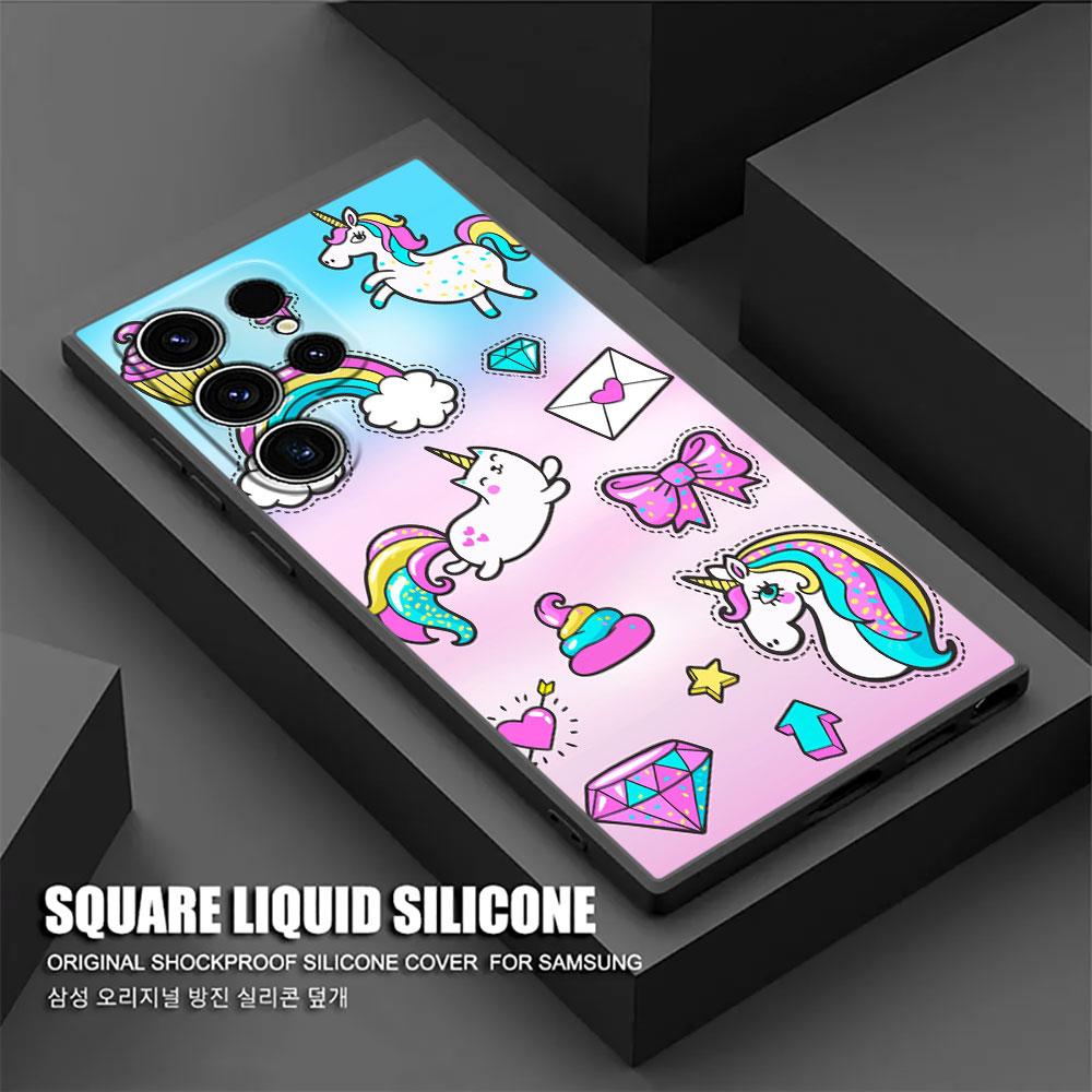 Cute Rainbow Unicorn S26Ultra Case For Samsung Galaxy S26 S25 S24 S23 S20 S21 FE S22 Ultra S25 Plus 5G Cases Soft Phone Cover