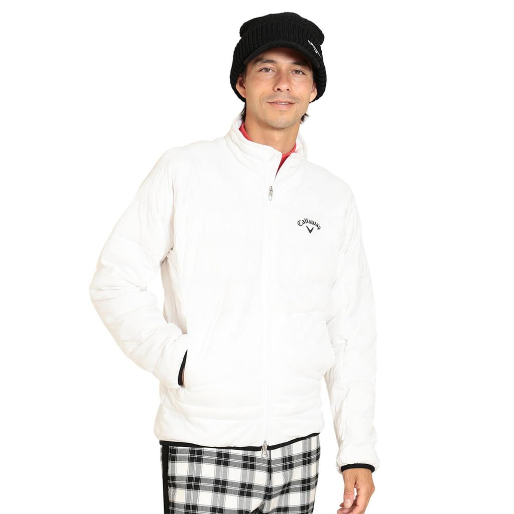 Callaway Padded Blouson Stretchy and Golf Outerwear C23215104 M Men's Water-Repellent Full-Zip (Star Stretch Windproof) / / 1030_White