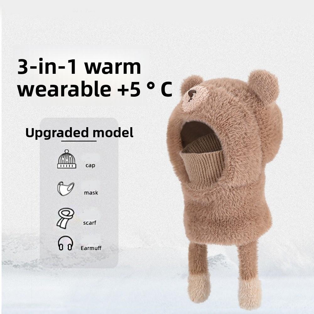 Elastic Kids Snow Beanie Small Bear Kids Woolen Hat Personality Fleece Hat Autumn