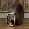 3,8 cm čistá hovězí kůže z pravé kůže pro pánské vysoce kvalitní džíny s mosaznou přezkou, kovbojský opasek, pánská módní návrhářská luxusní