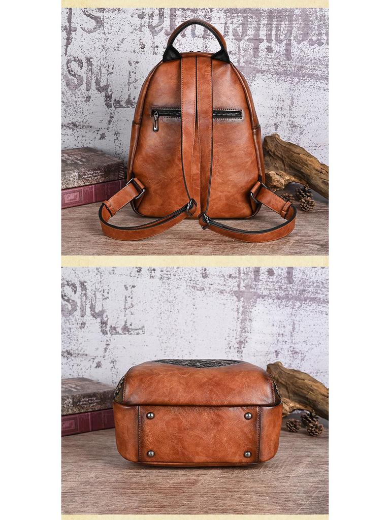 Retro Chinesischer Stil Geprägter Lässiger Reise-Rucksack mit großem Fassungsvermögen für Damen