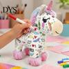 DIY Coloring Plush Toy Horse Kit, Washable Stuffed Animal Painting Kit with Marker Pens, Art Crafts Activity Set for Toddlers Boys Girls
