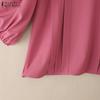 ZANZEA Women Summer Turn Down Collar Loose Casual 3/4 Sleeve Solid Blouse