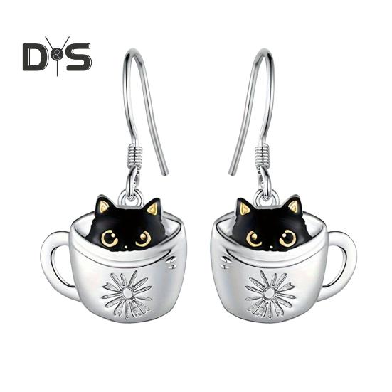 

Женское ожерелье с серьгами-крючками в форме черного кота, регулируемое ожерелье на день рождения, годовщину, ювелирные изделия из сплава для повседневного ношения и вечеринок A