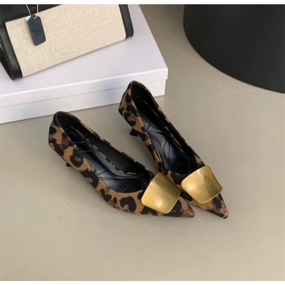 New High Heels Pumps Women Shoes Gold Buckle Ladies Elegant Single Shoes Pointed Toe Thin High Heel Dress Work Shoes