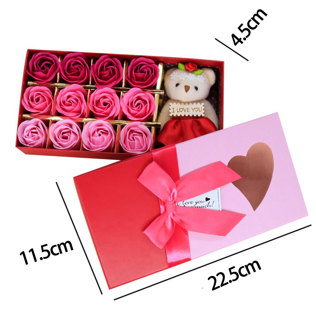 Valentine's Day 12Pcs Scented Soap Flower Gift Rose Box Bouquet Festival Gift