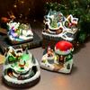 Christmas Glowing Snow House Sets Rotating Train Display Figurine Music or Home Bar Shop Holiday Decoration Gift