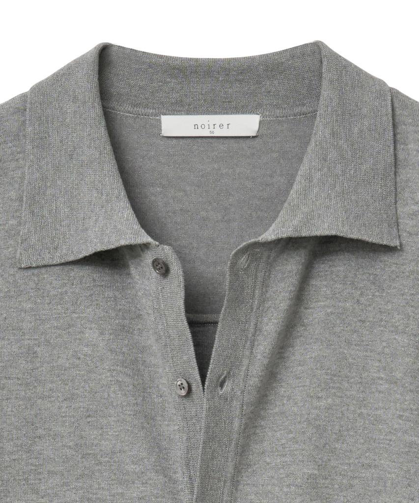 Noirer Layered Knit Shirt Cardigan (Gray)