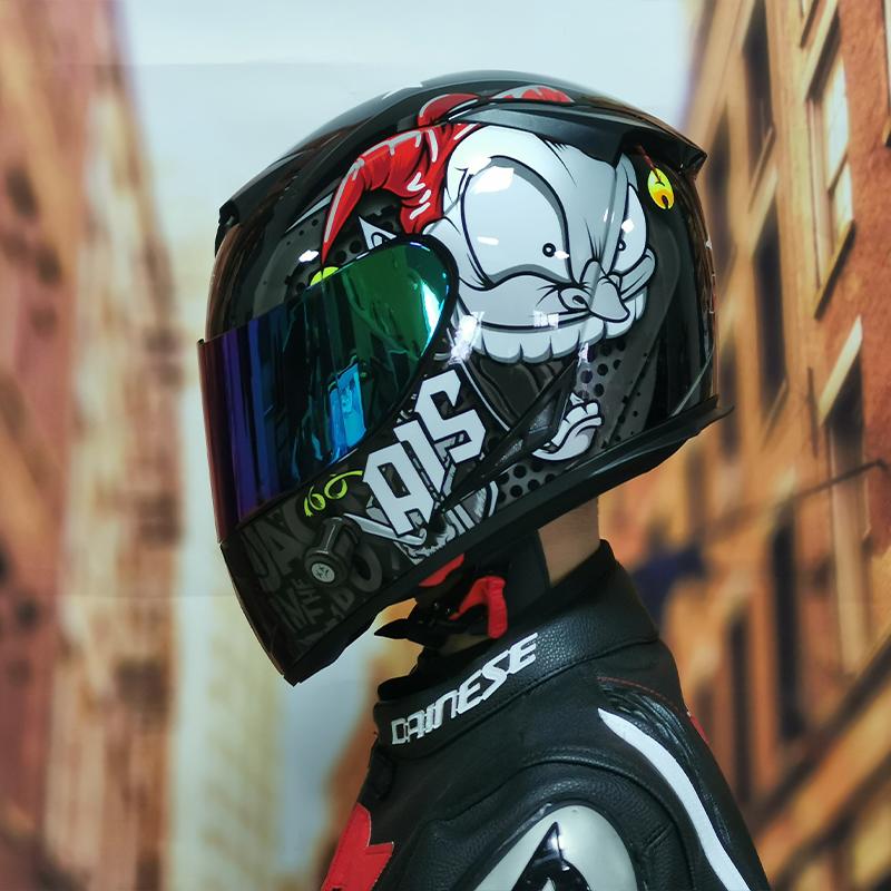 AIS motorcycle helmet men and women personality full helmet four seasons universal Bluetooth slot DOT ECE