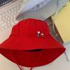 Cute red bow button quick drying bucket hat women's summer thin breathable flap hat sunshade sunscreen hat