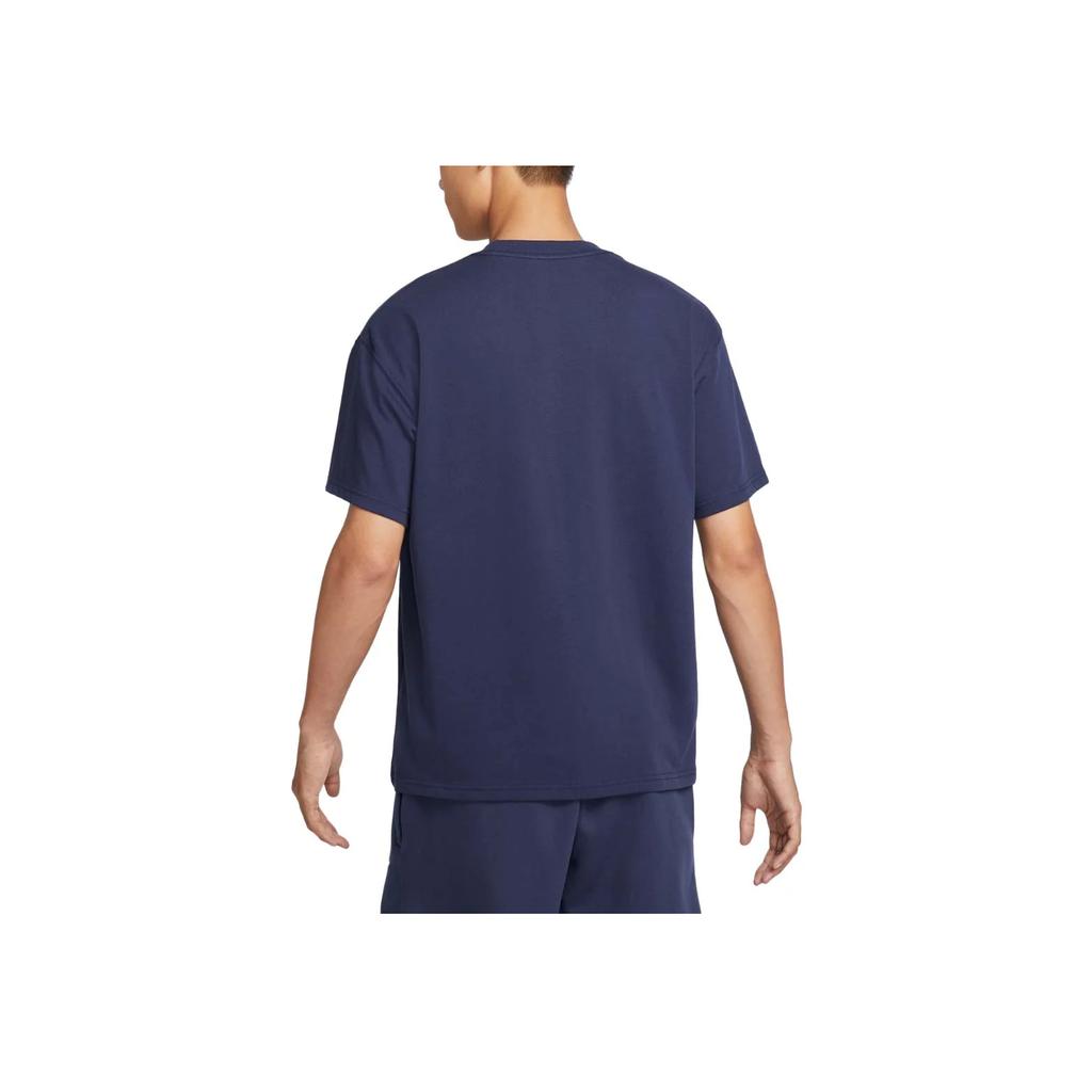 Nike Outdoor Fitness Training Letter Embroidery Design Crew Neck Pullover Short Sleeve T-Shirt Men Tops Dark-Blue HF0847-410