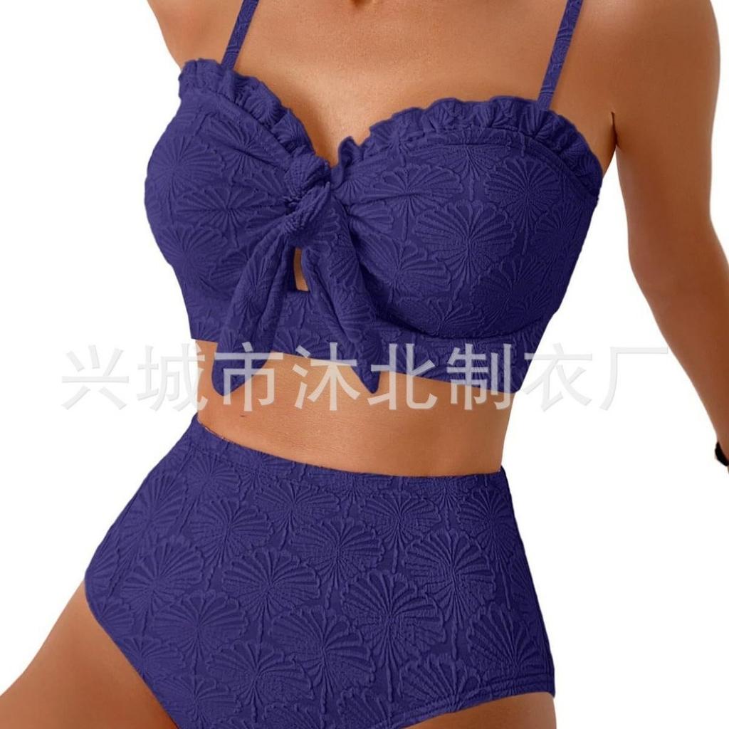 New high waist belly bikini split swimsuit high elastic swimsuit
