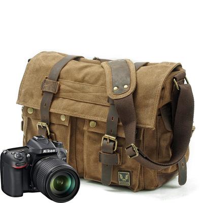 Retro Canvas & Cowhide DSLR Camera Bag: Multifunctional Inner Liner Case for Men & Women - Mirrorless Photography