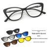 Women's Cat Eye Magnetic Clip-on Glasses: Fashionable Two-in-One Myopia Frame with Sunglass Attachment