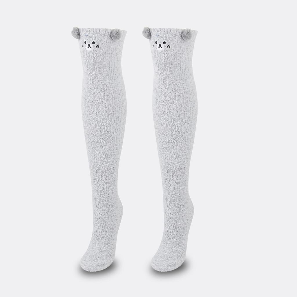 Ladies' Plush And Thick Coral Fleece Socks, Plush And Cute Warm Long Tube Socks, High Tube Knee High Socks, Cartoon Home Decor