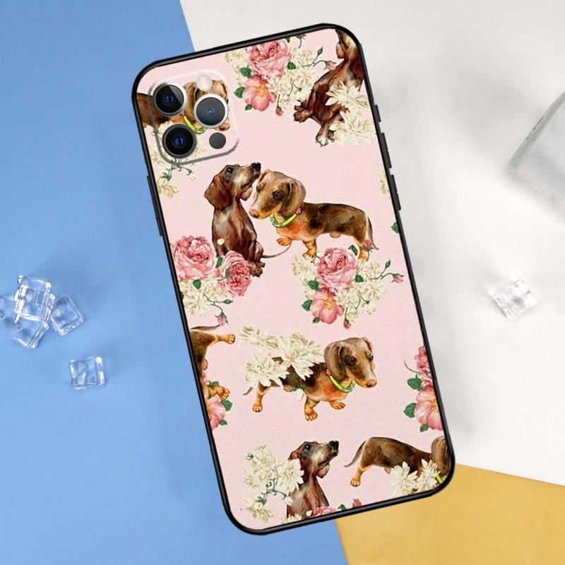 Cartoon Dachshund Dog Phone Case For iPhone 16 Pro Max 16e 12 13 Mini 11 14 15 Pro Max XR 15 16 Plus Cover Shell