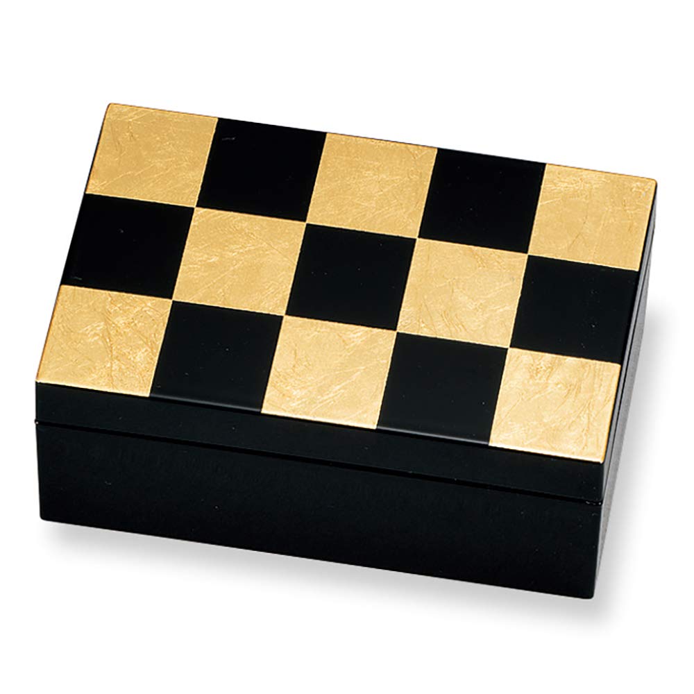 

Mitani Yamanaka Lacquerware Storage Box, Gold, 13.4cm, Yamanaka Lacquerware, Leaf Crafts, Accessory Box, Small, Checkered Gold, M17009-2