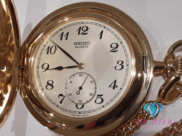 SEIKO pocket gifted to the Prime Minister of ivory small quartz ht6108 watch, Japan, 7N07-001A, gold, seconds, movement. [ d]