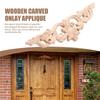 M-Modern-6Pcs Onlay Wood Mouldings Wood Applique Wood Decal Carved Unpainted Long Flower Rubber Wood Corner Furniture