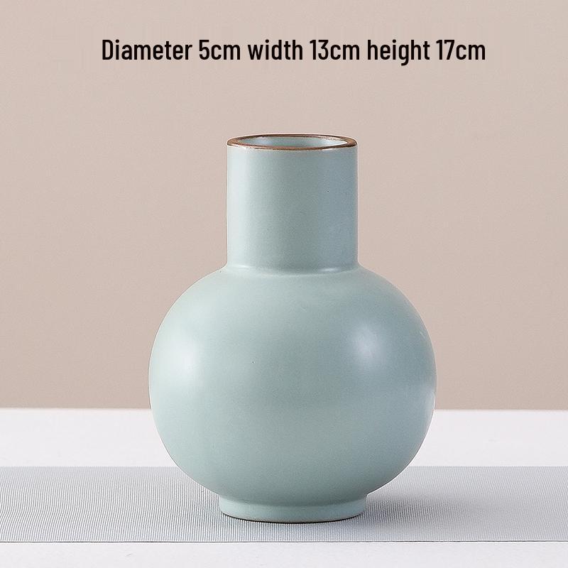 Elegant Celadon Vase: Classical Ru Kiln Ceramic for Hydroponic Flower Arrangements and Living Room Decor