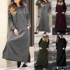 Fall Winter Loose Oversized Knit Hoodie Long Dress Fleece Sweatshirt Casual Fashion Maxi Dress with Pocket