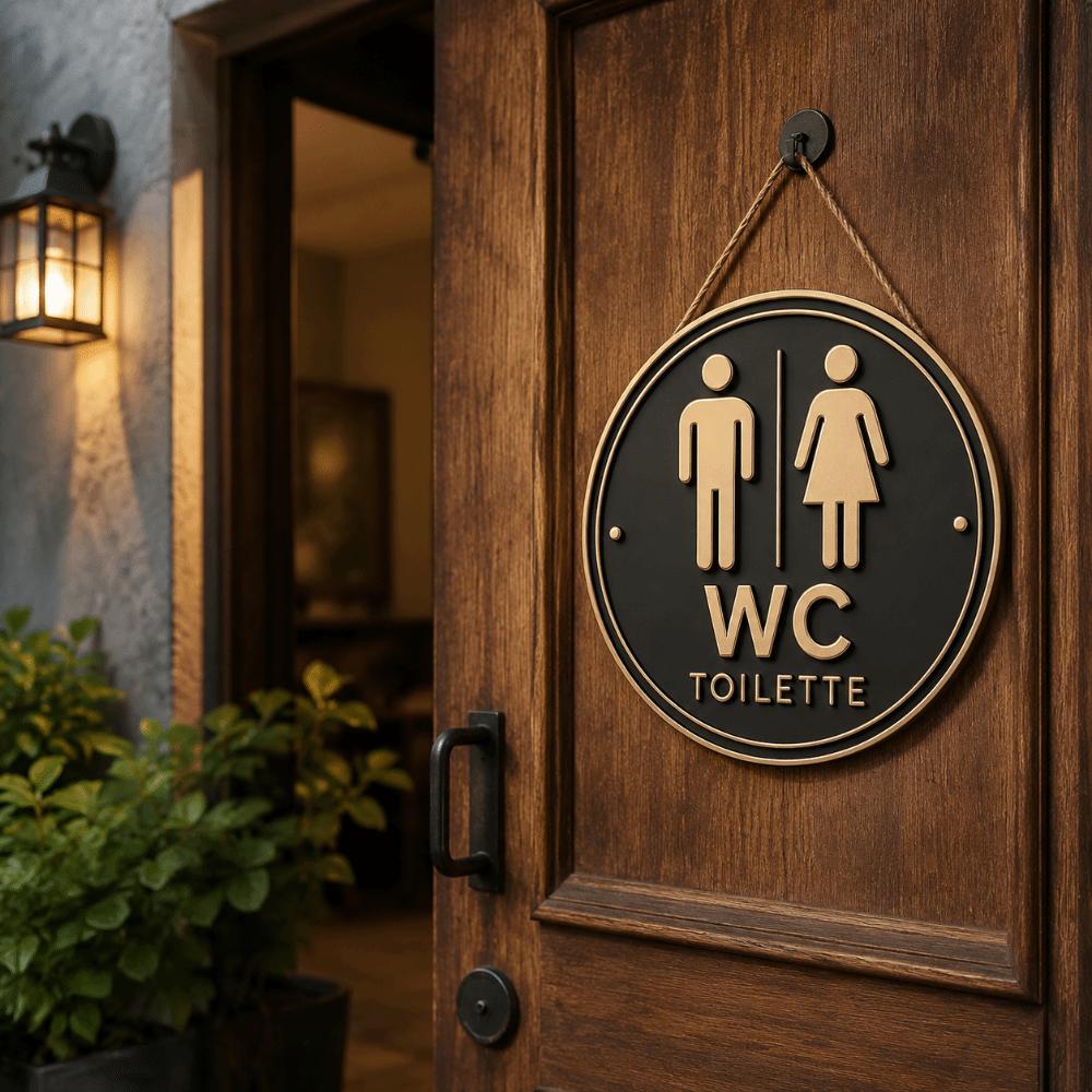 Door Hanging 2D Flat Sign Wall Decoration Modern Toilet Sign German Toilet Sign Bathroom Door