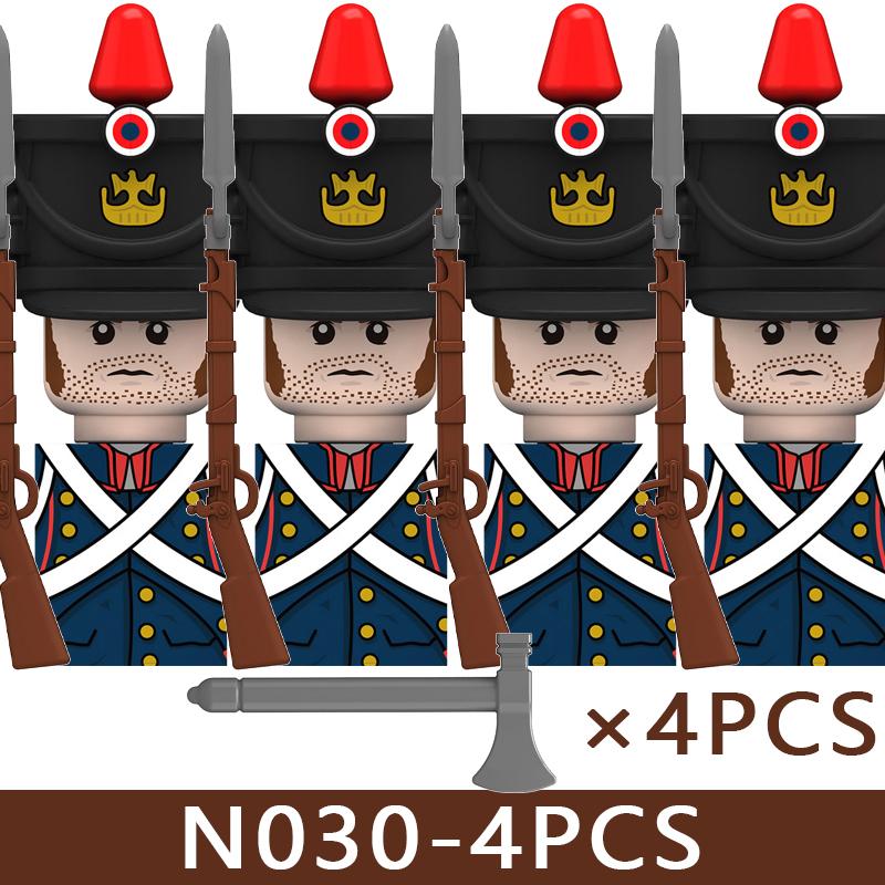 4pcs Medieval Castle Knight Building Blocks MIlitary Napoleon Soldier Figures War Army Legion Accessories Imperial Navy Bricks Toys